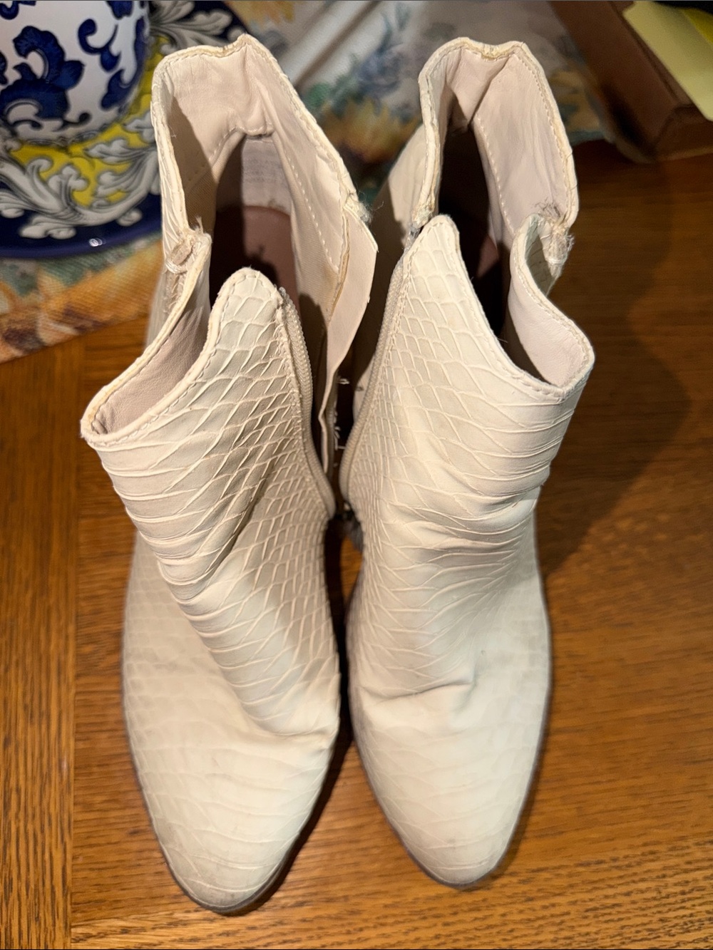 MIA Cream Textured Ankle Booties
